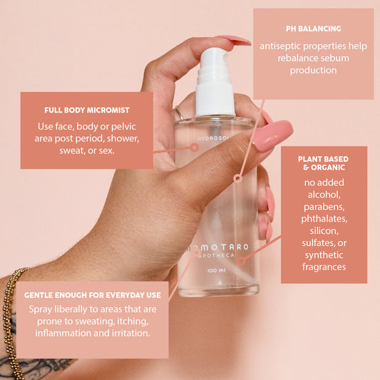 Hand Spraying our pH balancing Hydrosol