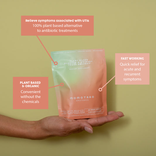 Plant Based and Organic Urinary Tract Supplement in hand.