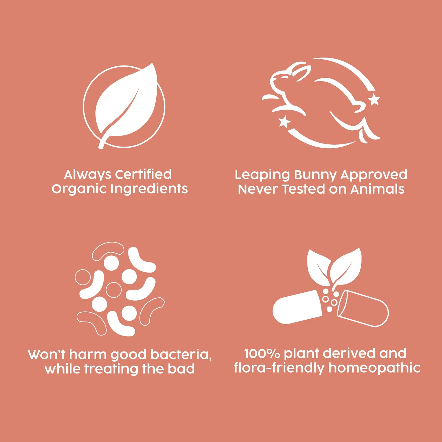 Our ingredients are always organic, and never tested on animals.