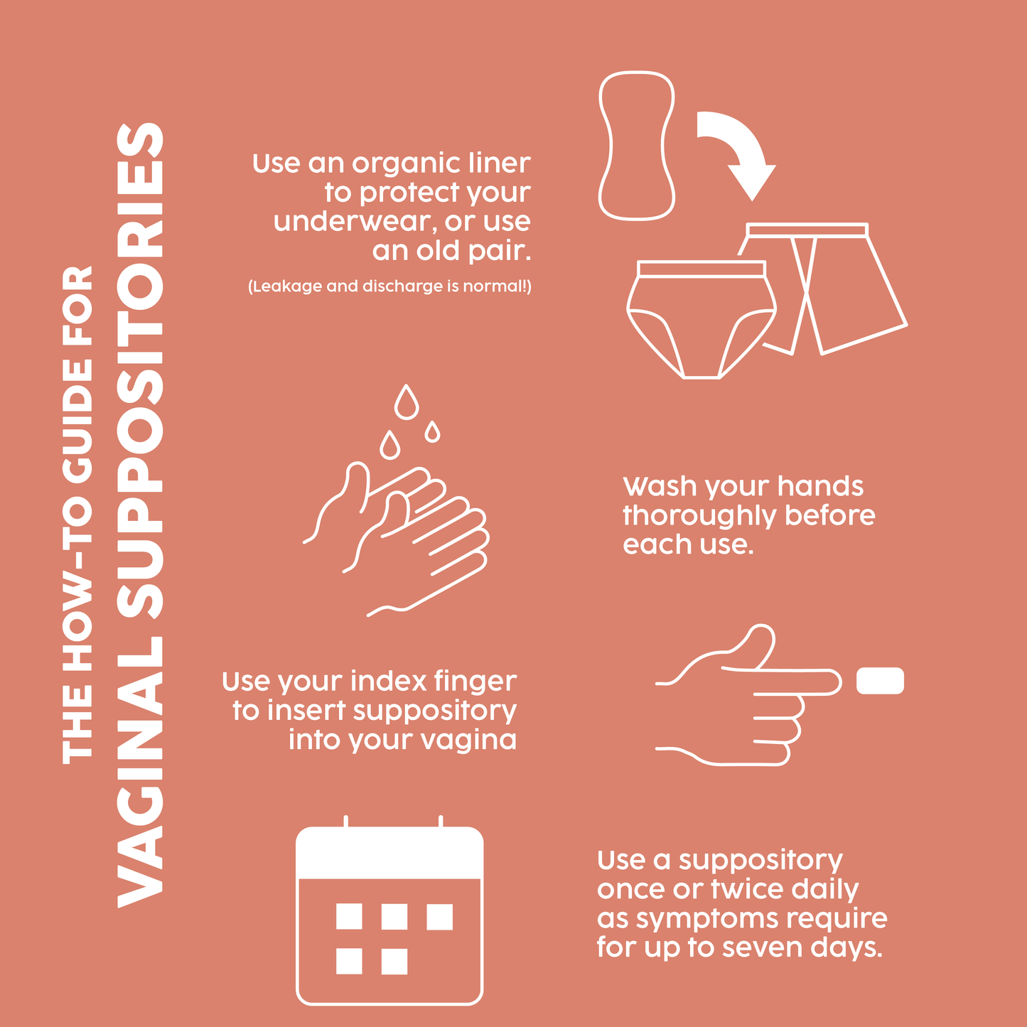 How to use suppositories - Wash hands, and insert with your index finger.
