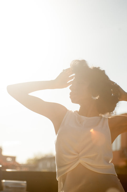 Breaking the Silence on Abortion Rights - Portrait of Model in the Sun with Hands in Her Hair