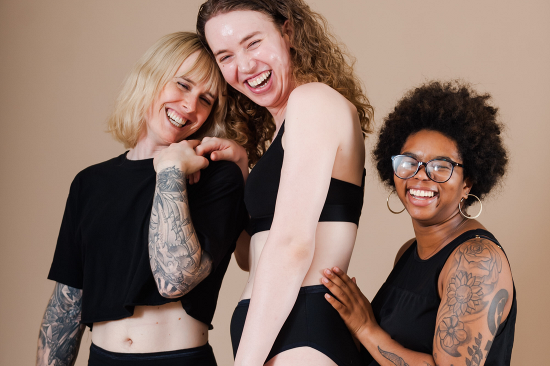 Tips for Allies - Three Modeling in Black Clothes Laughing and Smiling