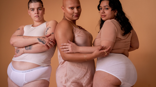 Valentine's Day Prep - Three models in nude clothes and undies 