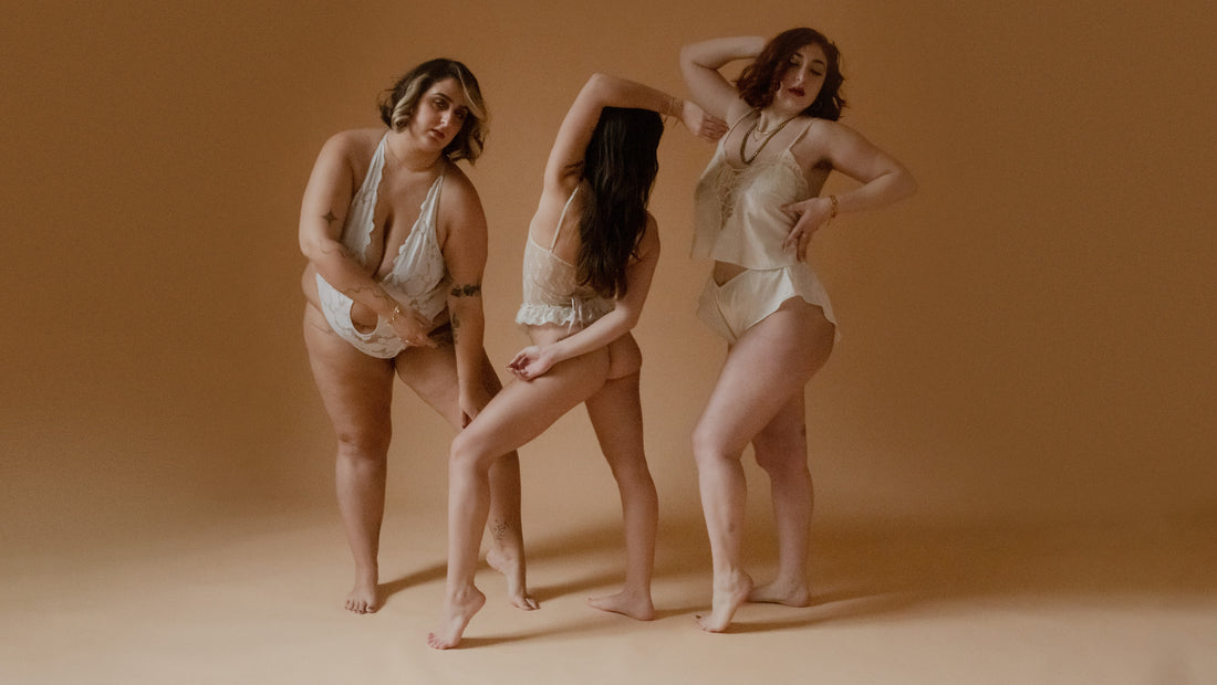 WTF is Fem Care - Three Models in White Lingerie Dancing