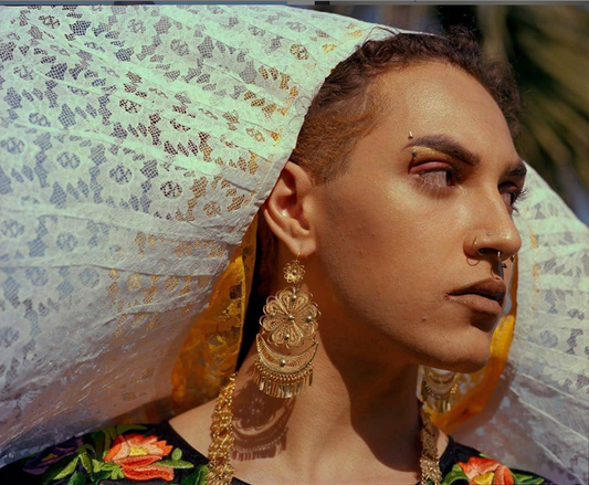 Redefining Activism - Model Portrait in White Headdress 