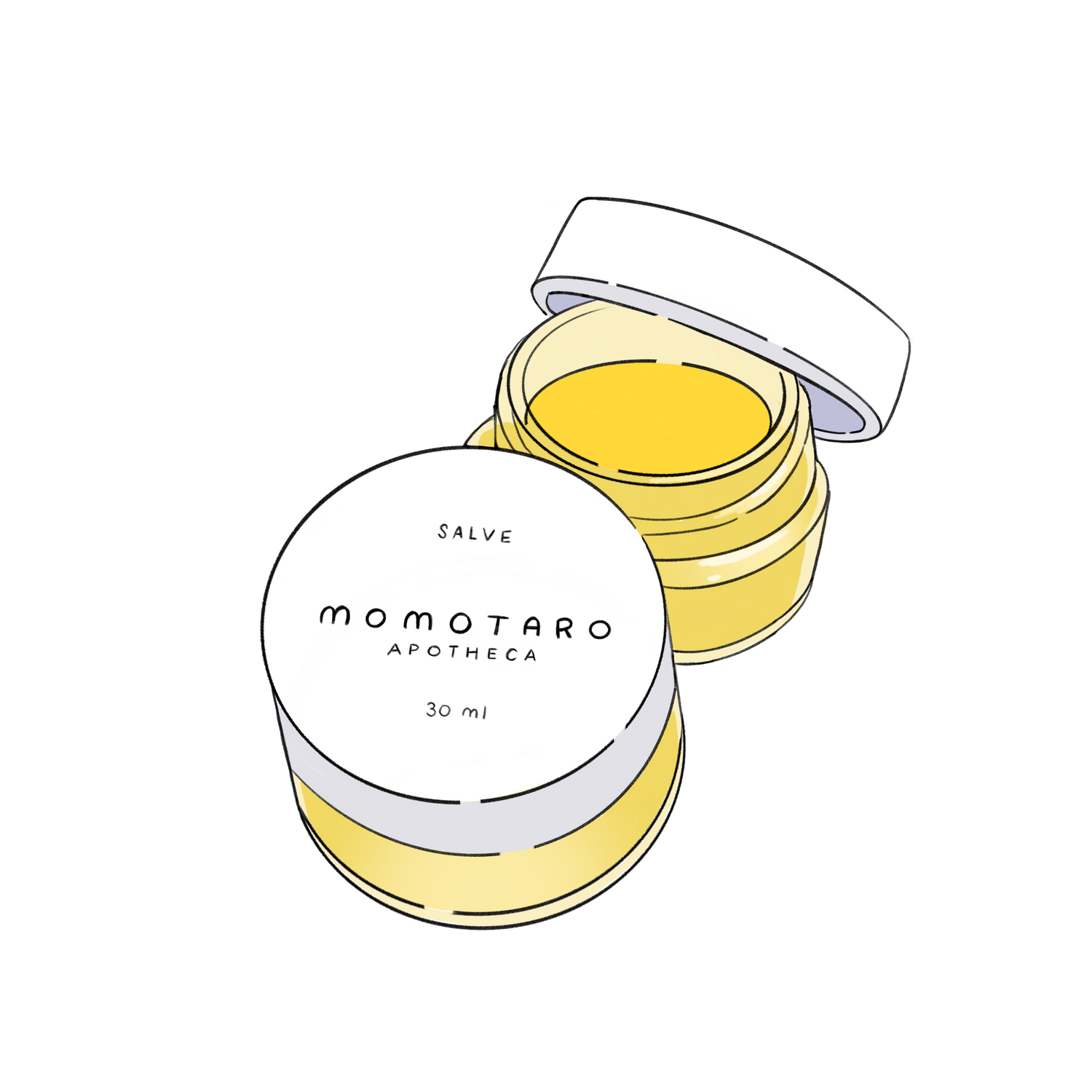 illustration of Momotaro Apotheca Salve jar for yeast infection and BV