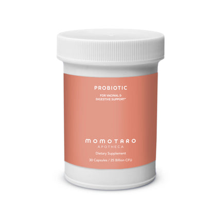 Probiotic bottle on white background.