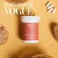 Featured in Vogue, our probiotic on a yellow background.